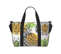 Bolsa de viaje espléndida con estampado de piña amarilla, para gimnasio y viajes, ideal para escapadas deportivas de fin de semana, color negro, talla única, Black, Talla única