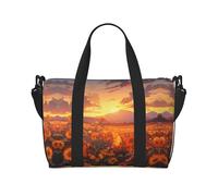 Bolsa de viaje estampada con girasoles amarillos al atardecer con correa ajustable para el hombro, adecuada para viajes y deportes