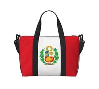 Bolsa de viaje estampada con la bandera de Perú, bolsa de gimnasio de gran capacidad, bolsa de hombro ligera para fin de semana, unisex
