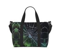Bolsa de viaje estampada con telaraña y gotas de rocío, bolsa de gimnasio de gran capacidad, bolsa de hombro ligera para fin de semana, unisex