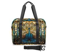 Bolsa de viaje étnica de pavo real para mujeres y hombres, bolsas de fin de semana de 32 L, bolsa de cabina grande para deportes, gimnasio, yoga, color, 32L, Organizador de bolsas