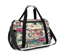 Bolsa de viaje étnica india con flores de tigre para niñas, niños, mujeres y hombres, bolsa de fin de semana, bolsa de hombro para viajes, deportes, gimnasio