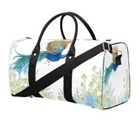 Bolsa de viaje floral de pavo real en vuelo para mujeres, hombres, niñas, niños, bolsas de noche de fin de semana de pavo real, bolsa de equipaje de cabina de 22.7 L para deportes, gimnasio, yoga,