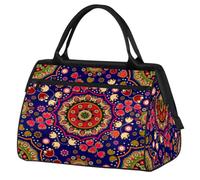 Bolsa de viaje floral india para mujeres y hombres, 24 L, mandala floral, bolsa de fin de semana, bolsa deportiva, gimnasio, viajes, durante la noche, color, 24 L, Organizador de bolsas