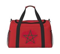 Bolsa de viaje funcional con estampado de bandera de Marruecos, bolsa de viaje plegable para fin de semana