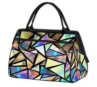 Bolsa de viaje geométrica arcoíris para mujeres y hombres, 24 L, triángulo geométrico, bolsa de fin de semana, bolsa deportiva, gimnasio, viajes, durante la noche, color, 24 L, Organizador de bolsas