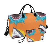 Bolsa de viaje grande, bolsa de viaje con diseño de animales de ataque de boca de tiburón, bolsa de viaje para fin de semana para mujeres y hombres, bolsa de equipaje con funda para carro, artículos