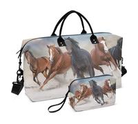 Bolsa de viaje grande, bolsa de viaje para caballos, tormenta del desierto, puesta de sol, bolsa de viaje para mujeres y hombres, bolsa de equipaje con funda para carro, artículos esenciales de viaje