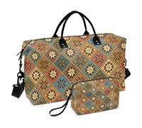 Bolsa de viaje grande, bolsa de viaje vintage de arte nórdico étnico, bolsa de viaje para mujeres y hombres, bolsa de equipaje con funda para carro, artículos esenciales de viaje en avión para volar,