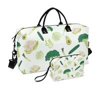 Bolsa de viaje grande con correa ajustable para gimnasio, gran capacidad, color verde aguacate, brócoli y repollo, Repollo verde con aguacate y brócoli, 1 size