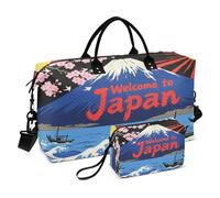Bolsa de viaje grande con correa ajustable para gimnasio, impermeable, bienvenido a la cultura del paisaje de Japón