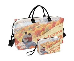 Bolsa de viaje grande con correa ajustable para senderismo, multifuncional, bienvenido a la cultura de paisajes de Canadá