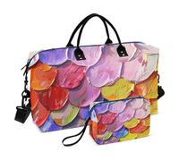 Bolsa de viaje grande con diseño de escamas de colores arcoíris, bolsa de viaje con bolsa de aseo para deportes, gran capacidad, Escamas de colores arcoíris, esquemas de colores de ensueño, 1 size