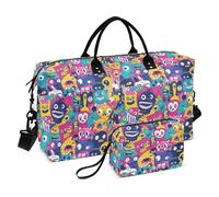 Bolsa de viaje grande con diseño de monstruos coloridos de dibujos animados, bolsa de viaje para fin de semana, bolsa de deporte, gimnasio, bolsa de aseo para viajes, impermeable