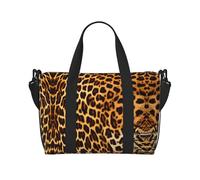 Bolsa de viaje grande con estampado de rayas sobre leopardos, bolsa de gimnasio, bolsa cruzada de fin de semana y viaje de negocios, ligera