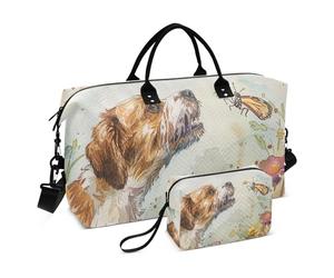 Bolsa de viaje grande de deporte, bolsa de gimnasio, bolsa de fin de semana, bolsa de viaje para perros persiguiendo una mariposa, equipaje de mano con bolsa de aseo, Dog Chasing a Butterfly, Sports