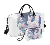 Bolsa de viaje grande de deporte, bolsa de gimnasio, bolsa de fin de semana, conejo de buena noche, equipaje de mano con bolsa de aseo, Rabbit Good Night, Sports Bag：52*20*35cm；Toiletry Bag：23*9*15cm