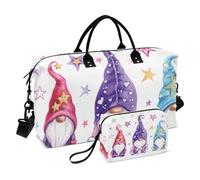 Bolsa de viaje grande de deporte, bolsa de gimnasio, bolsa de fin de semana, gnomos mágicos, estrellas, color blanco, bolsa de mano con bolsa de aseo, Magic Gnomes Stars White, Sports