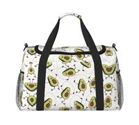 Bolsa de viaje grande de lona con estampado de aguacates de dibujos animados para mujer, bolsa de viaje para fin de semana, bolsa de mano, Negro -, Talla única