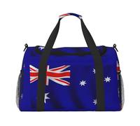 Bolsa de viaje grande de lona con estampado de bandera australiana, bolsa de fin de semana para mujer, bolsa de mano, Negro -, Talla única