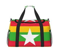 Bolsa de viaje grande de lona con estampado de bandera de Myanmar, para fin de semana, para mujer, bolsa de mano, Negro -, Talla única