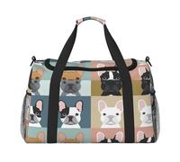 Bolsa de viaje grande de lona con estampado de bulldog francés, bolsa de viaje para mujer, bolsa de mano, Negro -, Talla única