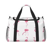 Bolsa de viaje grande de lona con estampado de flamencos sobre blanco, para fin de semana, para mujer, bolsa de mano, Negro -, Talla única