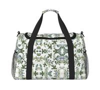 Bolsa de viaje grande de lona con estampado de hojas de eucalipto verde, bolsa de viaje para mujer, bolsa de viaje para mujer, bolsa de mano, Negro -, Talla única