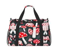 Bolsa de viaje grande de lona con estampado de hongos rojos y blancos para mujer, bolsa de viaje para mujer, bolsa de mano, Negro -, Talla única
