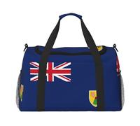 Bolsa de viaje grande de lona con estampado de la bandera de las Islas Turcas y Caicos, bolsa de viaje para fin de semana, para mujer, bolsa de mano, Negro -, Talla única