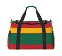 Bolsa de viaje grande de lona con estampado de la bandera de Lituania, para fin de semana, para mujer, bolsa de mano, Negro -, Talla única