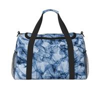 Bolsa de viaje grande de lona con estampado de mármol azul oscuro, bolsa de viaje para mujer, bolsa de mano, Negro -, Talla única