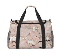 Bolsa de viaje grande de lona con estampado de mármol en oro rosa, para fin de semana, para mujer, bolsa de mano, Negro -, Talla única