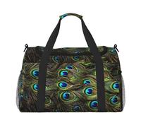 Bolsa de viaje grande de lona con estampado de pavo real para mujer, bolsa de viaje para fin de semana, bolsa de mano, Negro -, Talla única