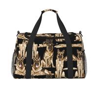 Bolsa de viaje grande de lona con estampado de perro pastor alemán, bolsa de viaje para mujer, bolsa de mano, Negro -, Talla única