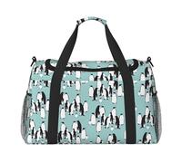 Bolsa de viaje grande de lona con estampado de pingüinos lindos para mujer, bolsa de viaje de fin de semana para mujer, bolsa de mano, Negro -, Talla única