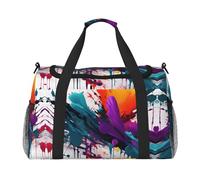 Bolsa de viaje grande de lona con estampado de salpicaduras de pintura, bolsas de fin de semana para mujer, bolsa de mano, Negro -, Talla única