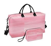 Bolsa de viaje grande, dos bonitos hipopótamos de dibujos animados en una bolsa de viaje rosa para fin de semana para mujeres y hombres, bolsa de equipaje con funda para carro, artículos esenciales de