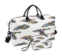 Bolsa de viaje grande grande para gimnasio, bolsa de fin de semana con correa ajustable para viajes de negocios, plegable, patrón de acuarela, pato volador, Multi, 1 size, Moderno / Equipada