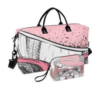 Bolsa de viaje grande, linda perrita con sombrero, bolsa de viaje para fin de semana para mujeres y hombres, bolsa de equipaje con funda para carro, artículos esenciales de viaje en avión para volar,