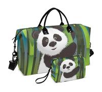 Bolsa de viaje grande, panda curioso en el tallo del bambú, bolsa de viaje de fin de semana para mujeres y hombres, bolsa de equipaje con funda para carro, artículos esenciales de viaje en avión para