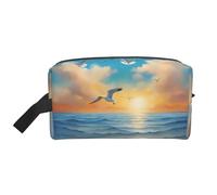 Bolsa de Viaje Grande para cosméticos, Reutilizable, con Estampado de gaviotas Junto al mar, Bolsa de Almacenamiento para artículos de tocador, Maquillaje y Accesorios