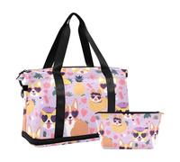 Bolsa de viaje grande para equipaje de fin de semana, bolsa de gimnasio con trampa ajustable para viajes, plegable, Lovely Cute Dogs Valentine