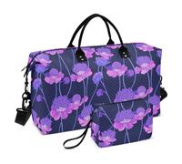 Bolsa de viaje grande para fin de semana, bolsa de deporte, bolsa de gimnasio con bolsa de aseo para viajes de negocios, impermeable, Flor púrpura a la moda