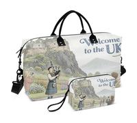 Bolsa de viaje grande para llevar al hombro, para fin de semana, con correa ajustable para deportes, plegable, bienvenido a la cultura del paisaje del Reino Unido