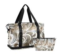 Bolsa de viaje grande plateada con diseño de flores de espinas, bolso de mano para fin de semana con bolsa de aseo multifuncional para el gimnasio, Flores de espina vintage plateadas, 1 size