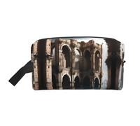 Bolsa de Viaje Grande Reutilizable para cosméticos, Bolsa de Almacenamiento con Estampado de Ciudades en ruinas para artículos de tocador, Maquillaje y Accesorios