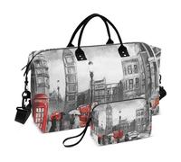 Bolsa de viaje grande, Street View of London, bolsa de viaje de fin de semana para mujeres y hombres, bolsa de equipaje con funda para carrito, artículos esenciales de viaje en avión para volar, #01,