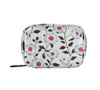 Bolsa de viaje gris con patrón de flora azul claro con compartimentos desmontables, organizador portátil de bolsas