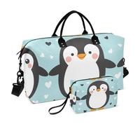 Bolsa de viaje Happy Penguins, bolsa de gimnasio con bolsa de almacenamiento, bolsa de fin de semana, bolsa de noche para hombres y mujeres, viajes, deportes, yoga, multicolor, Talla única
